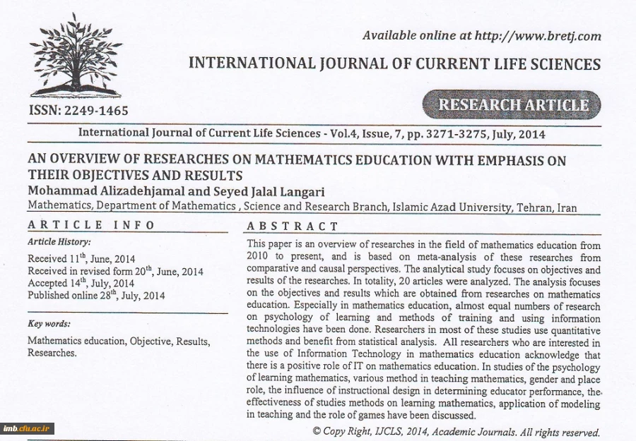 An overview of researches on mathematics education with emphasis on their objectives and results 2