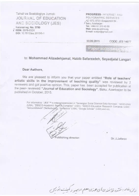 Role of teachers 'artistic skills in the improvement of teaching quality 3