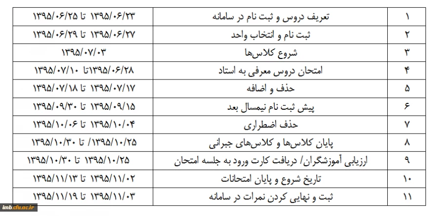 تقویم آموزشی سال تحصیلی 96-95 دانشگاه فرهنگیان 2